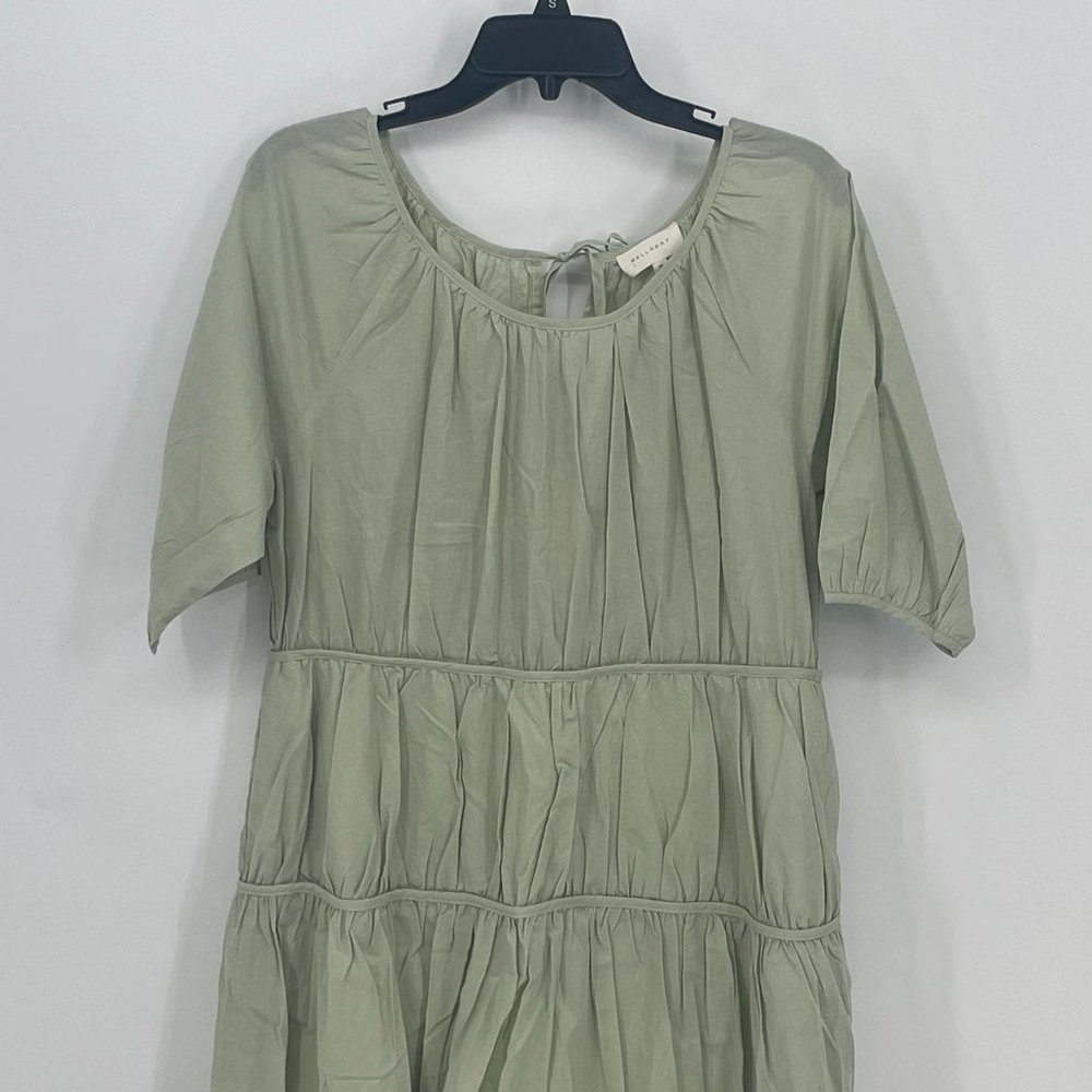 Womens Melloday Elbow Length Sleeve Poplin Midi Babydoll Dress